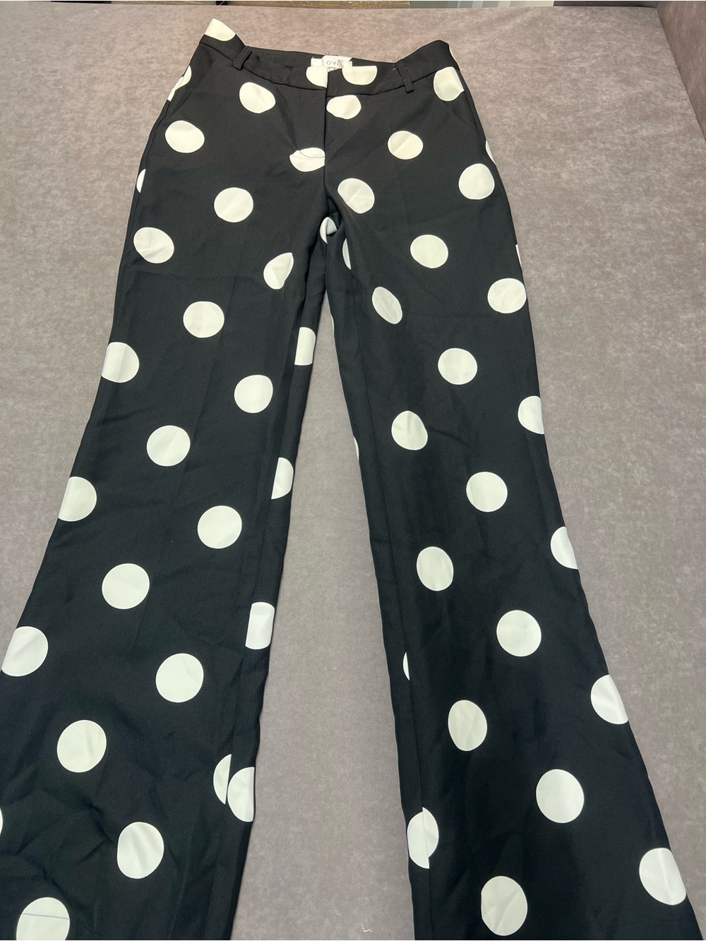 Ovi Black and White Polka Dot Wide-Leg Jeans